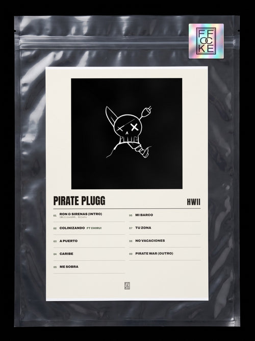 Póster de Pirate Plugg de Hwii en una bolsa sellada con sticker FFOCKE