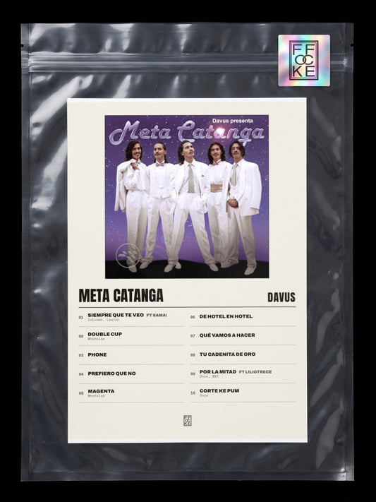 Póster de Meta Catanga de Davus en una bolsa sellada con sticker FFOCKE