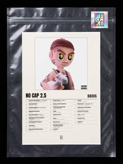 Póster de No Cap 2.5 de Davus en una bolsa sellada con sticker FFOCKE