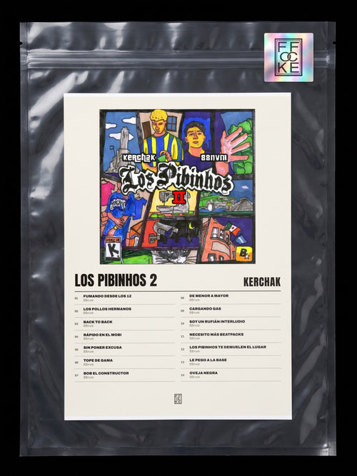 Póster de Los Pibinhos 2 de KERCHAK en una bolsa sellada con sticker FFOCKE