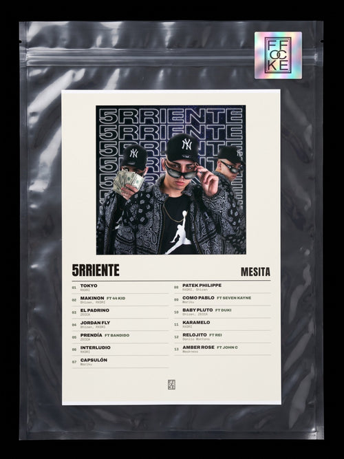 Póster de 5RRIENTE de Mesita en una bolsa sellada con sticker FFOCKE