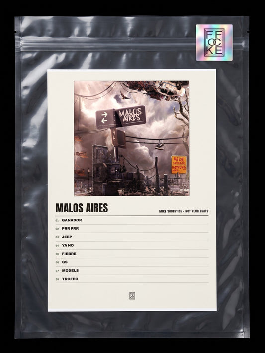 Póster de Malos Aires de Mike Southside × Hot Plug Beats en una bolsa sellada con sticker FFOCKE