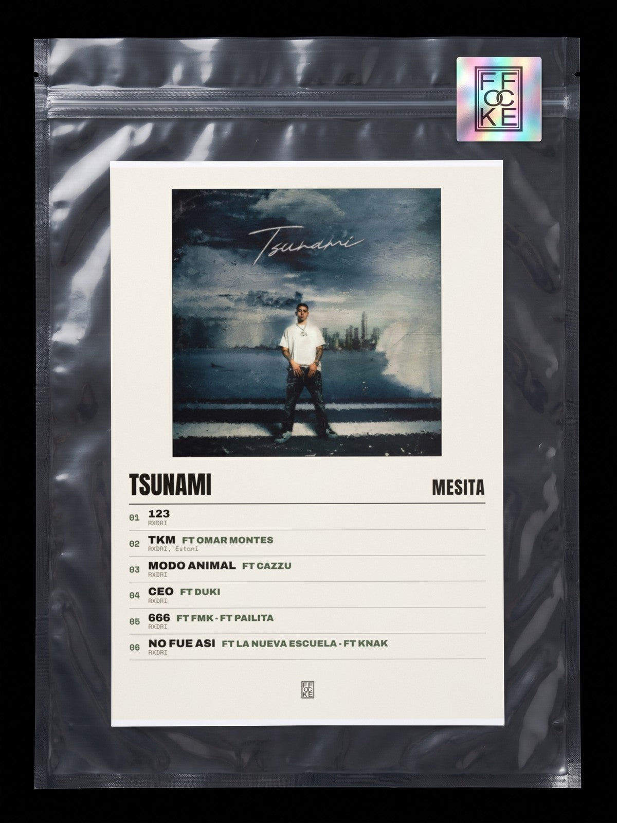 Póster de TSUNAMI de Mesita en una bolsa sellada con sticker FFOCKE