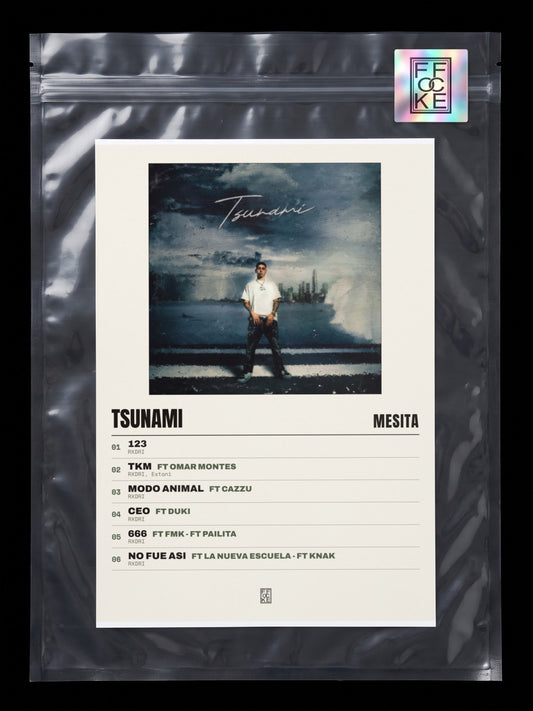 Póster de TSUNAMI de Mesita en una bolsa sellada con sticker FFOCKE