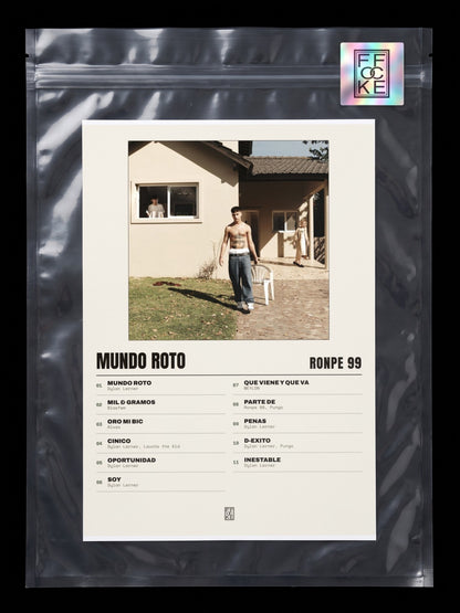 Póster de MUNDO ROTO de Ronpe 99 en una bolsa sellada con sticker FFOCKE