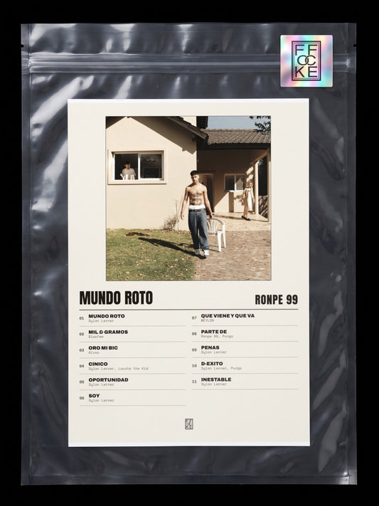 Póster de MUNDO ROTO de Ronpe 99 en una bolsa sellada con sticker FFOCKE