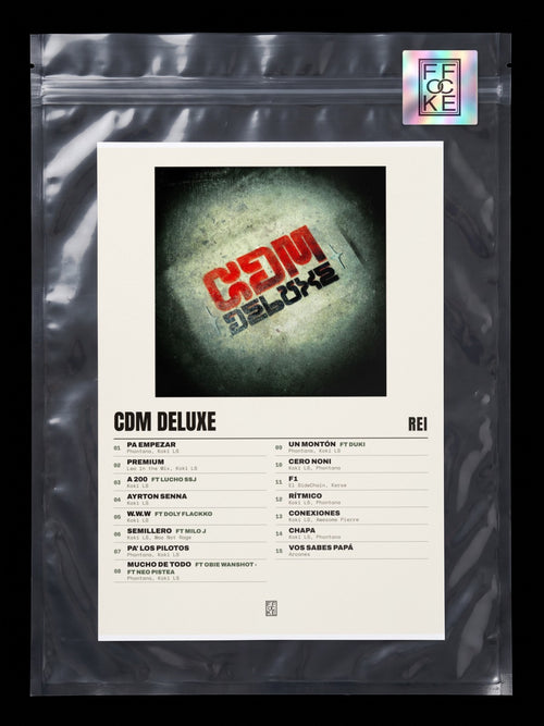 Póster de CDM Deluxe de Rei en una bolsa sellada con sticker FFOCKE