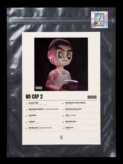 Póster de No Cap 2 de Davus en una bolsa sellada con sticker FFOCKE