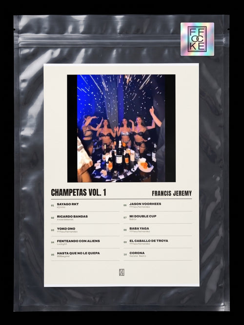 Póster de CHAMPETAS VOL. 1 de Francis Jeremy en una bolsa sellada con sticker FFOCKE