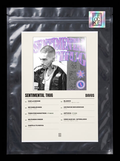 Póster de Sentimental Thug de Davus en una bolsa sellada con sticker FFOCKE