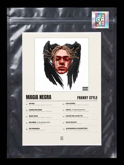 Póster de Magia Negra de Franky Style en una bolsa sellada con sticker FFOCKE
