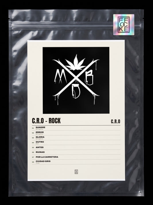 Póster de C.R.O - Rock de C.R.O en una bolsa sellada con sticker FFOCKE