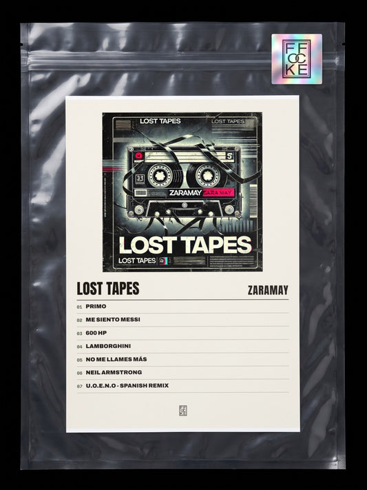 Póster de LOST TAPES de ZARAMAY en una bolsa sellada con sticker FFOCKE