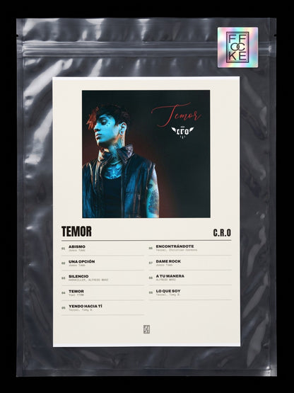 Póster de Temor de C.R.O en una bolsa sellada con sticker FFOCKE