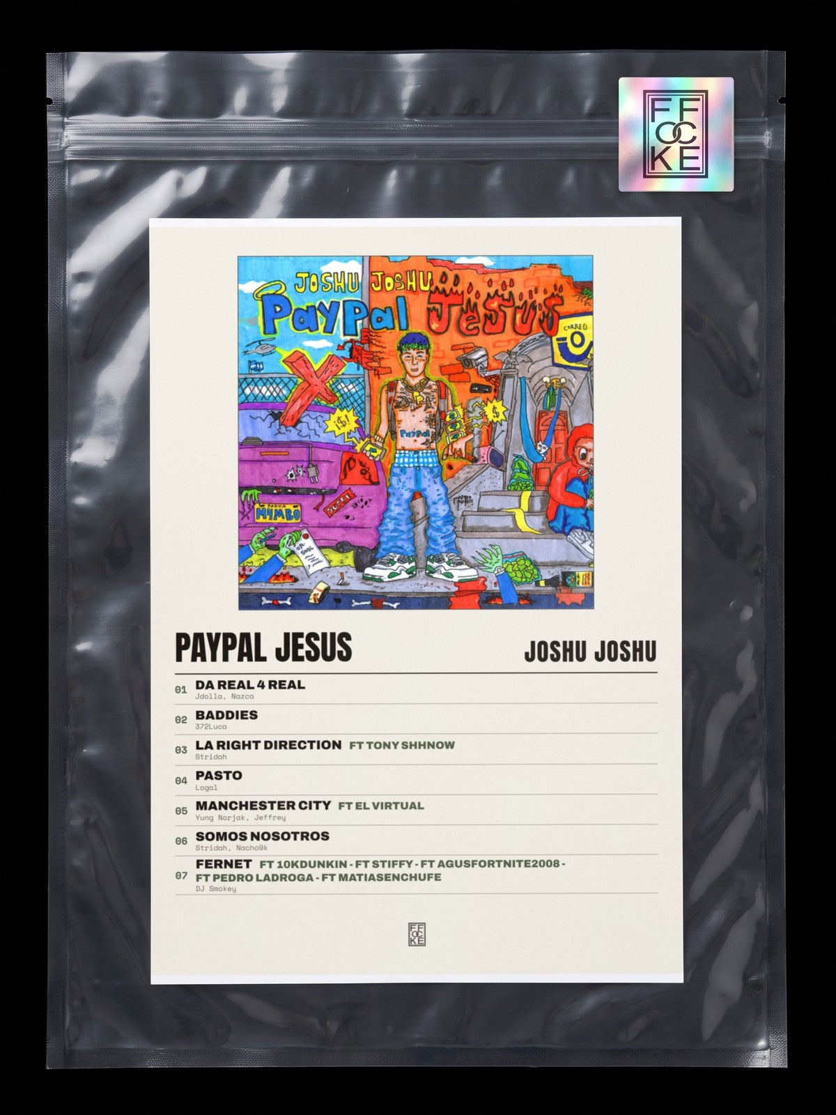 Póster de PAYPAL JESUS de Joshu Joshu en una bolsa sellada con sticker FFOCKE