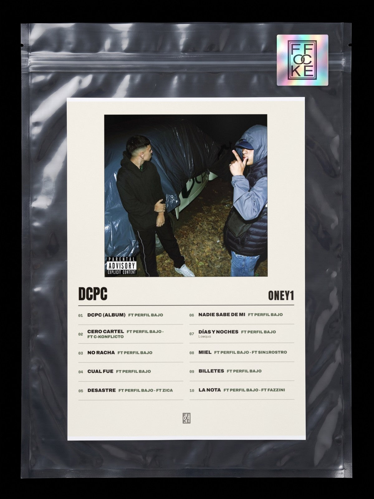 Póster de Dcpc de Oney1 en una bolsa sellada con sticker FFOCKE