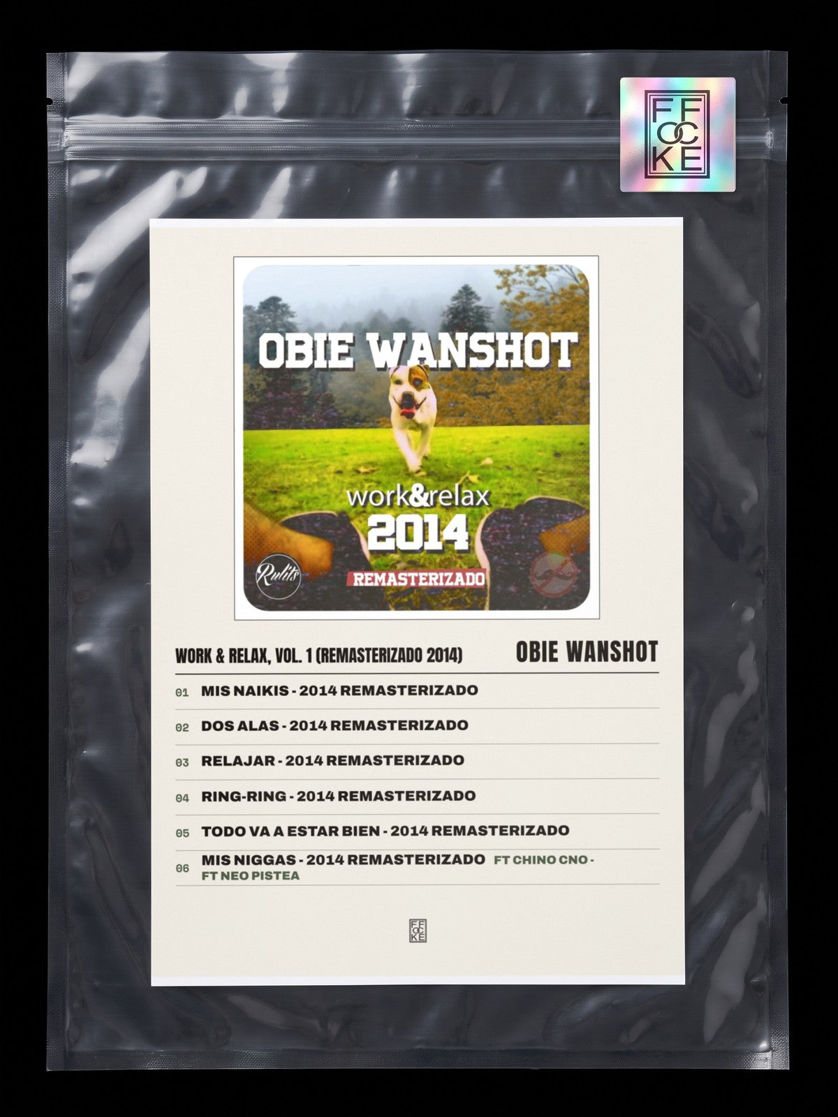 Póster de Work & Relax, Vol. 1 (Remasterizado 2014) de Obie Wanshot en una bolsa sellada con sticker FFOCKE