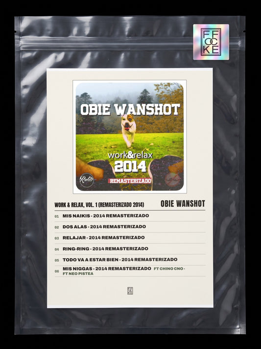 Póster de Work & Relax, Vol. 1 (Remasterizado 2014) de Obie Wanshot en una bolsa sellada con sticker FFOCKE