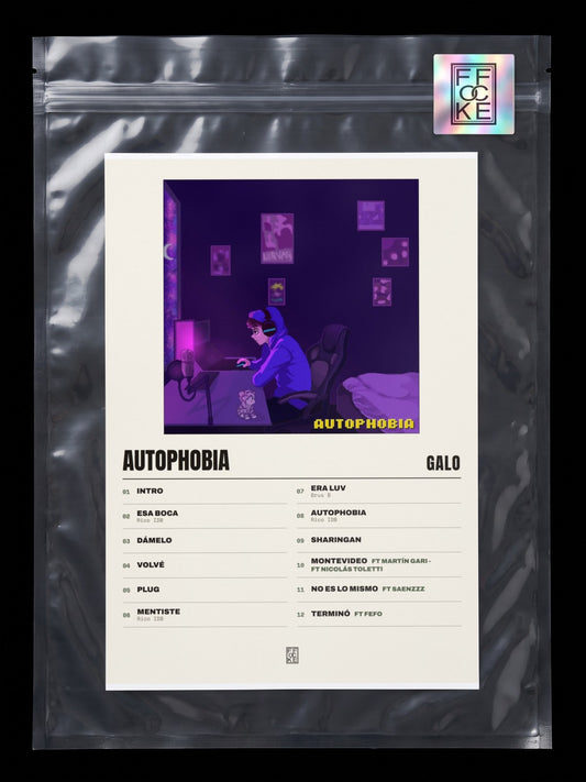 Póster de Autophobia de GALO en una bolsa sellada con sticker FFOCKE