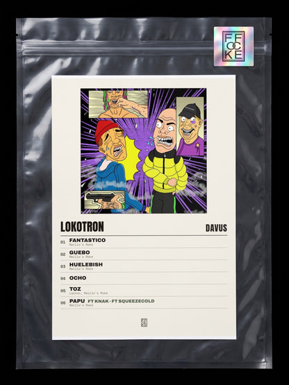 Póster de LOKOTRON de Davus en una bolsa sellada con sticker FFOCKE