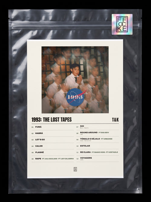 Póster de 1993: The Lost Tapes de T&K en una bolsa sellada con sticker FFOCKE