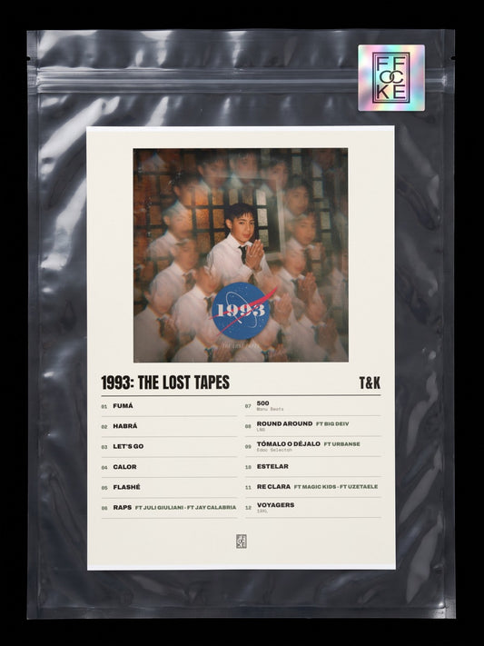 Póster de 1993: The Lost Tapes de T&K en una bolsa sellada con sticker FFOCKE