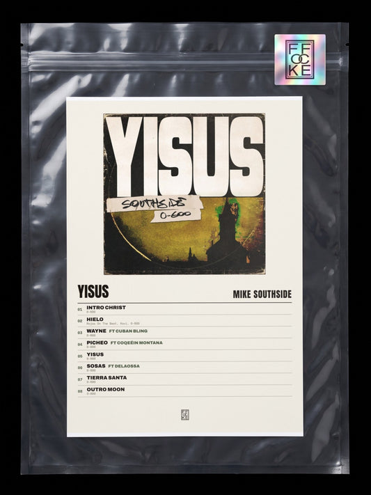 Póster de Yisus de Mike Southside en una bolsa sellada con sticker FFOCKE