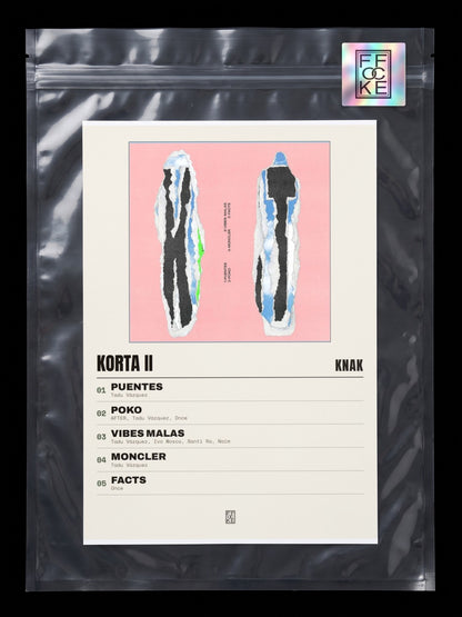Póster de Korta II de Knak en una bolsa sellada con sticker FFOCKE