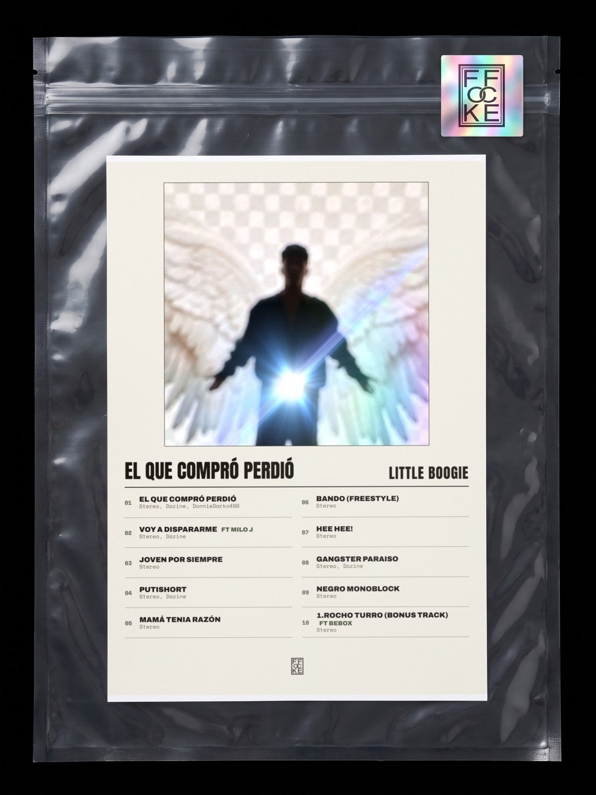 Póster de EL QUE COMPRÓ PERDIÓ de Little Boogie en una bolsa sellada con sticker FFOCKE