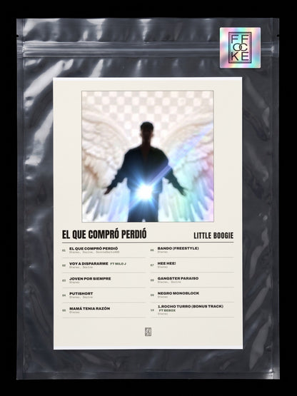 Póster de EL QUE COMPRÓ PERDIÓ de Little Boogie en una bolsa sellada con sticker FFOCKE