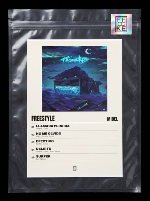 Póster de Freestyle de Midel en una bolsa sellada con sticker FFOCKE