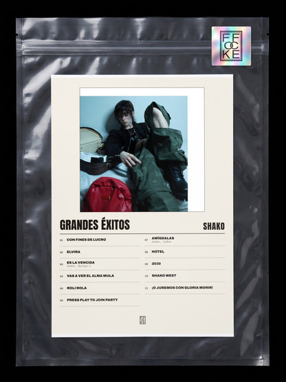 Póster de grandes éxitos de Shako en una bolsa sellada con sticker FFOCKE