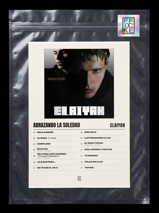 Póster de abrazando la soledad de elaiyah en una bolsa sellada con sticker FFOCKE