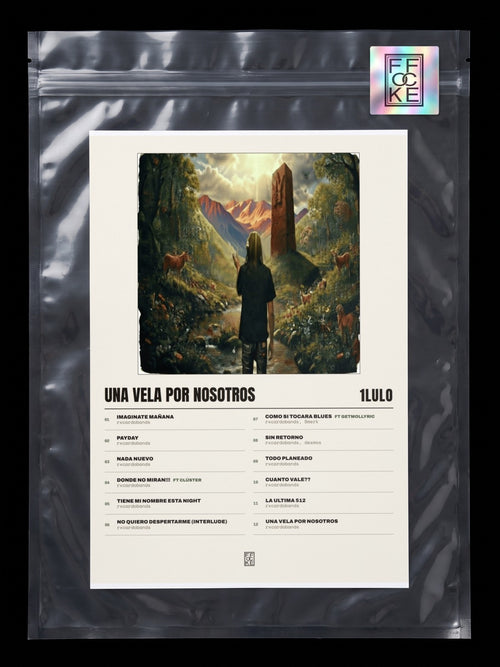 Póster de UNA VELA POR NOSOTROS de 1lulo en una bolsa sellada con sticker FFOCKE