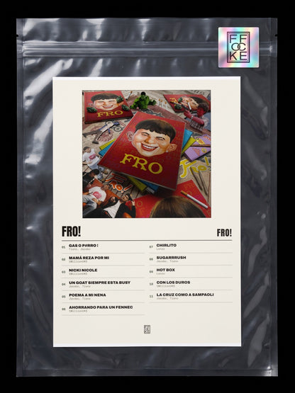 Póster de FRO! de FRO! en una bolsa sellada con sticker FFOCKE