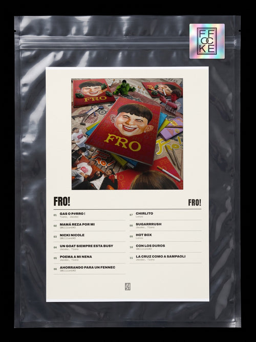 Póster de FRO! de FRO! en una bolsa sellada con sticker FFOCKE