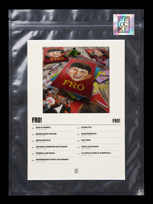 Póster de FRO! de FRO! en una bolsa sellada con sticker FFOCKE