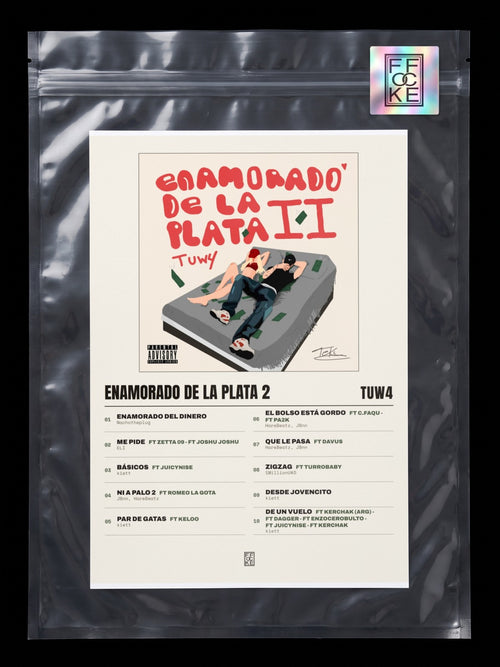 Póster de ENAMORADO DE LA PLATA 2 de tuw4 en una bolsa sellada con sticker FFOCKE