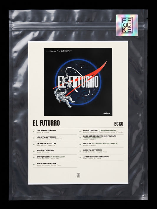 Póster de EL FUTURRO de ECKO en una bolsa sellada con sticker FFOCKE