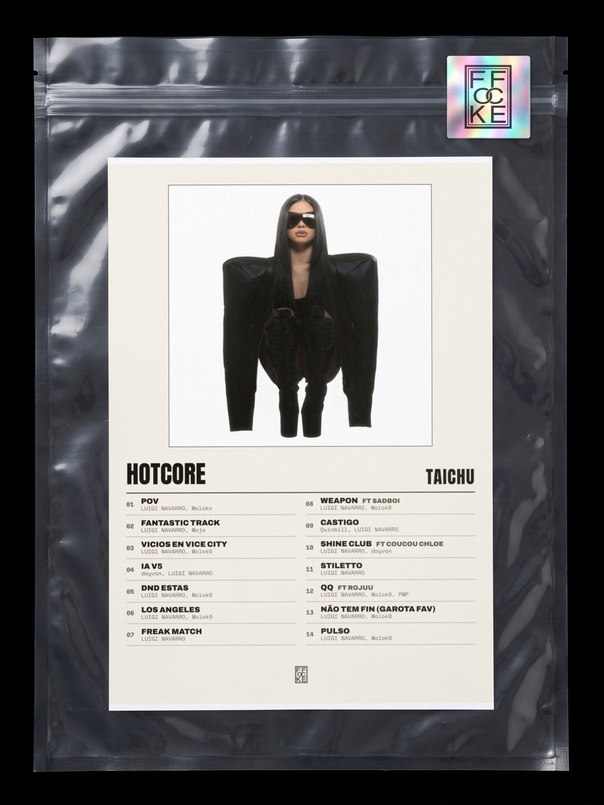 Póster de HOTCORE de TAICHU en una bolsa sellada con sticker FFOCKE