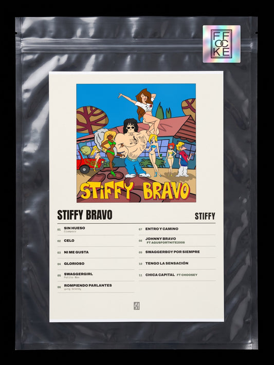 Póster de STIFFY BRAVO de Stiffy en una bolsa sellada con sticker FFOCKE