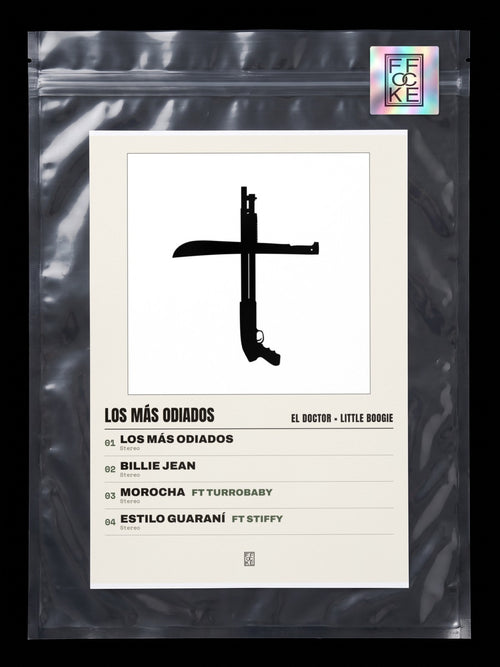 Póster de LOS MÁS ODIADOS de El Doctor × Little Boogie en una bolsa sellada con sticker FFOCKE