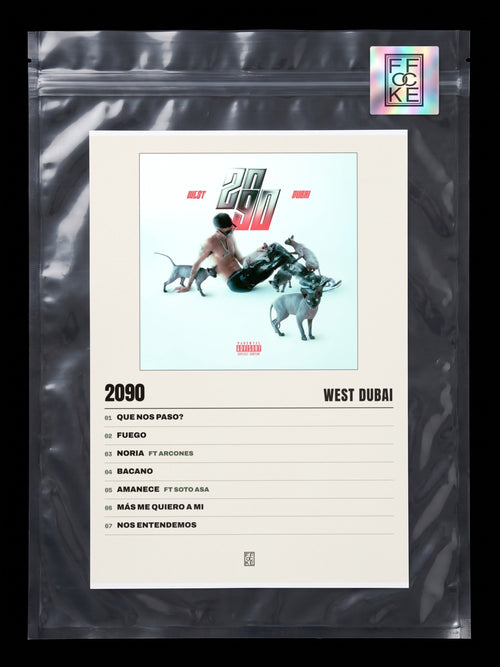 Póster de 2090 de WEST DUBAI en una bolsa sellada con sticker FFOCKE