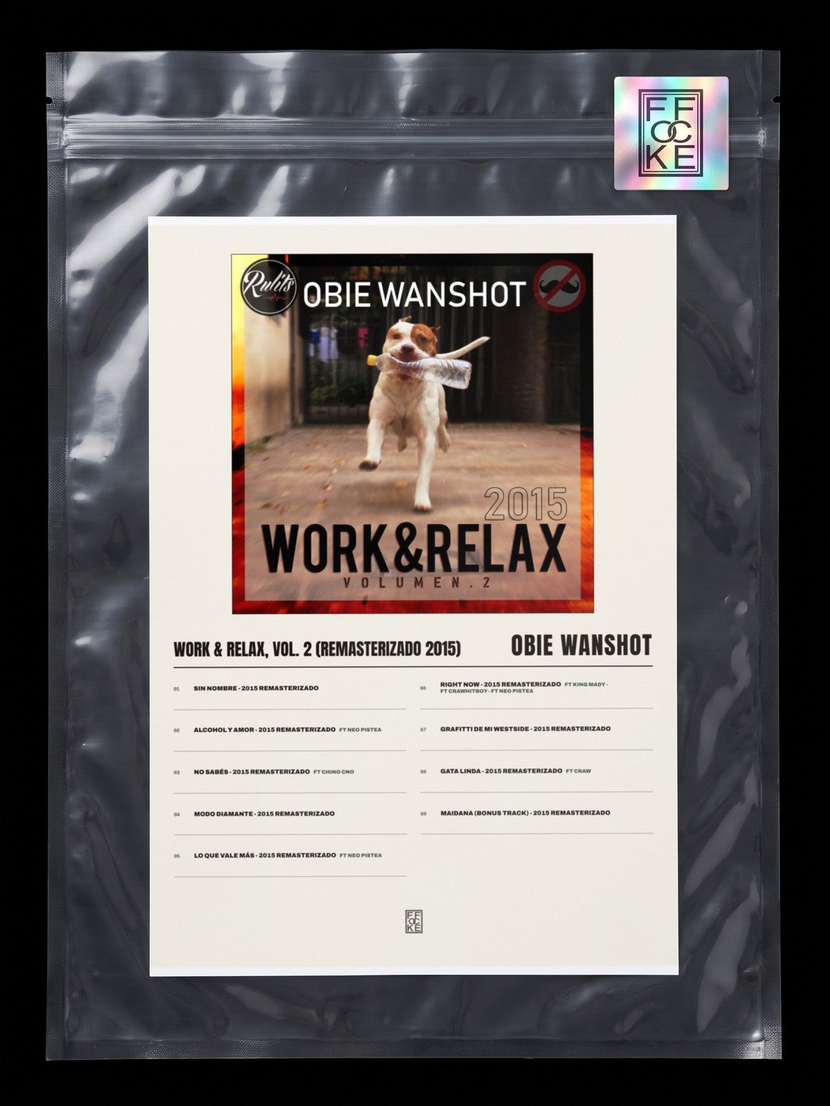 Póster de Work & Relax, Vol. 2 (Remasterizado 2015) de Obie Wanshot en una bolsa sellada con sticker FFOCKE