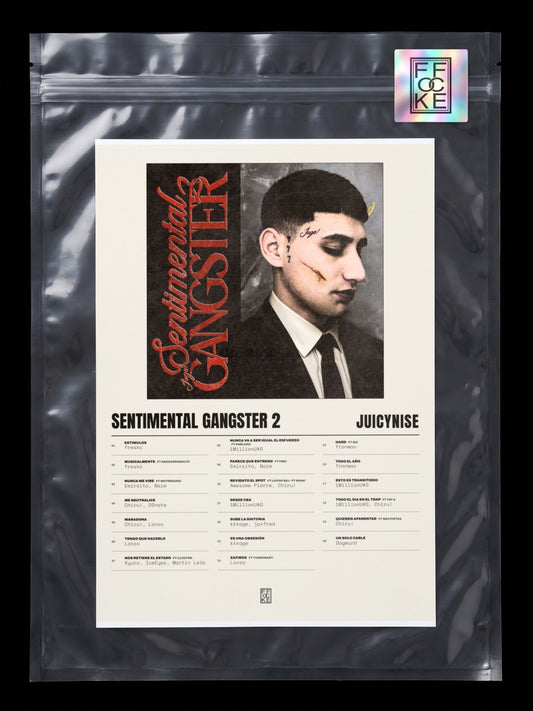 Póster de Sentimental Gangster 2 de JuicyNise en una bolsa sellada con sticker FFOCKE