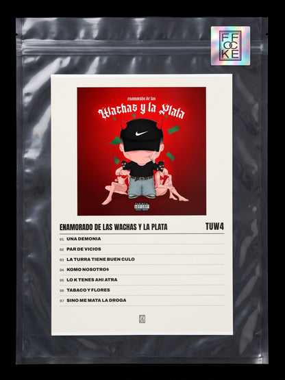 Póster de ENAMORADO DE LAS WACHAS Y LA PLATA de tuw4 en una bolsa sellada con sticker FFOCKE