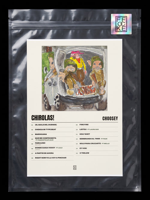 Póster de CHIROLAS! de choosey en una bolsa sellada con sticker FFOCKE