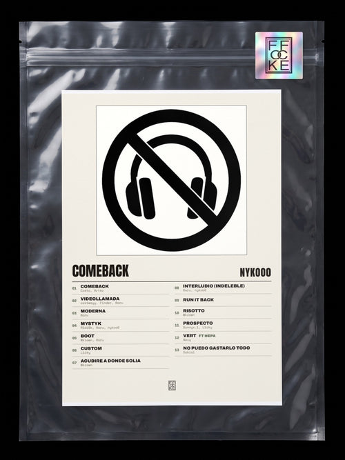 Póster de COMEBACK de nykoo0 en una bolsa sellada con sticker FFOCKE