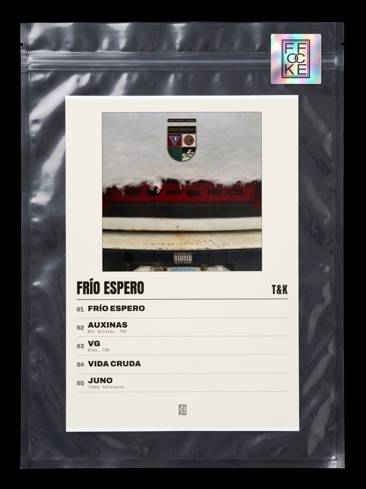 Póster de Frío Espero de T&K en una bolsa sellada con sticker FFOCKE