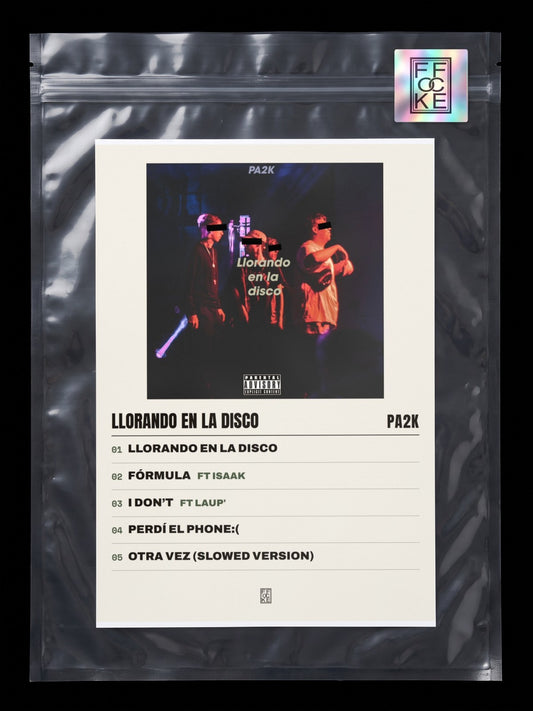 Póster de Llorando en la disco de Pa2k en una bolsa sellada con sticker FFOCKE